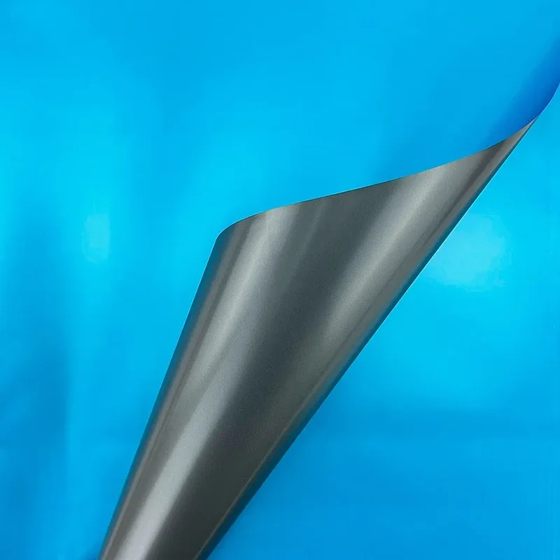 Celofan bicolor albastru grafit cu sidef "Dublu"