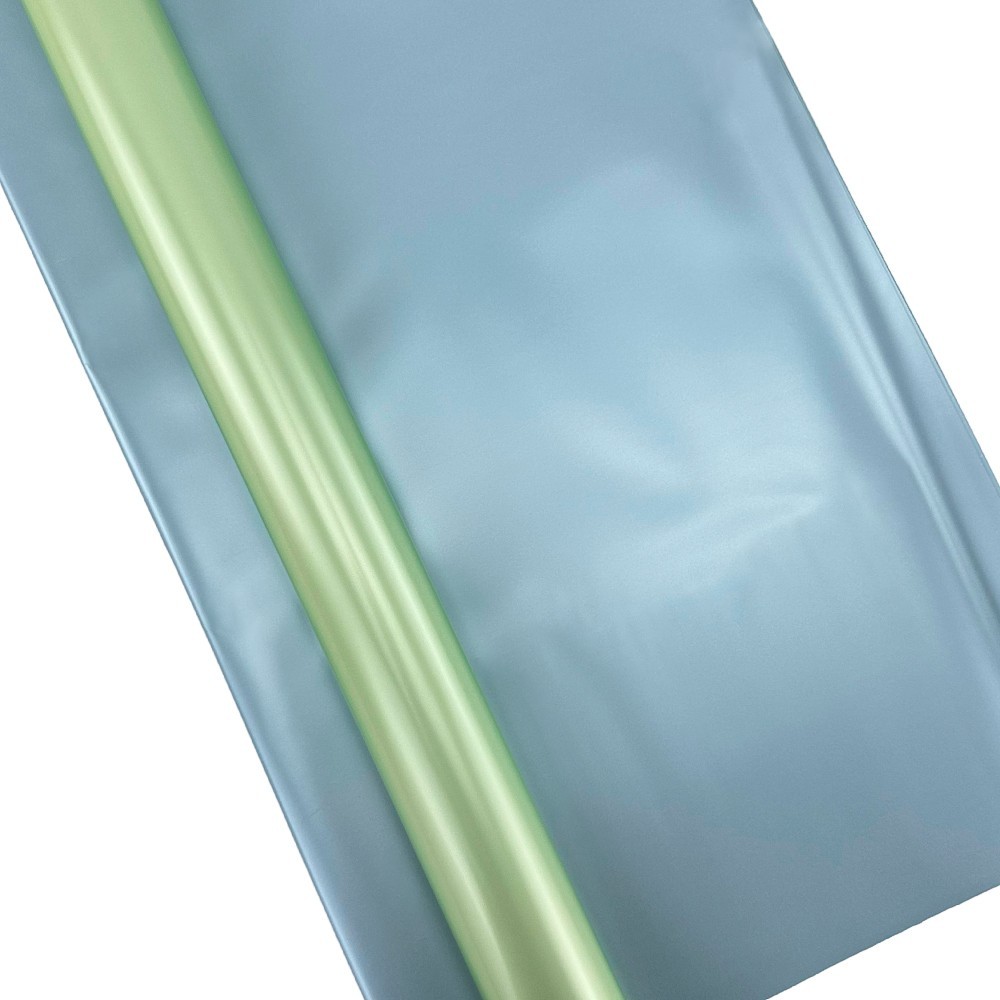 Двуцветен целофан в синьо-лимонов цвят с перлен фон "Double" photo 2