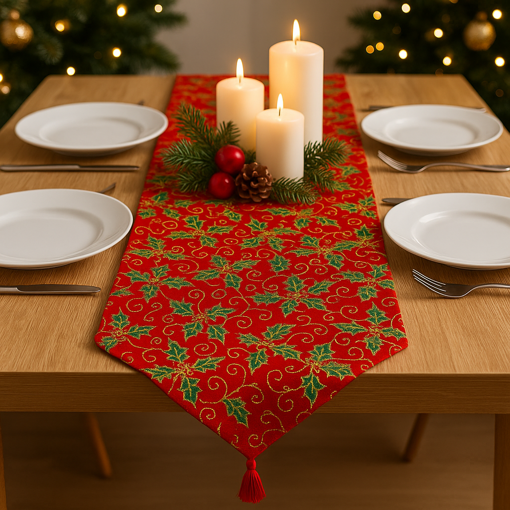 Christmas Magic red table runner 1.7m photo 2