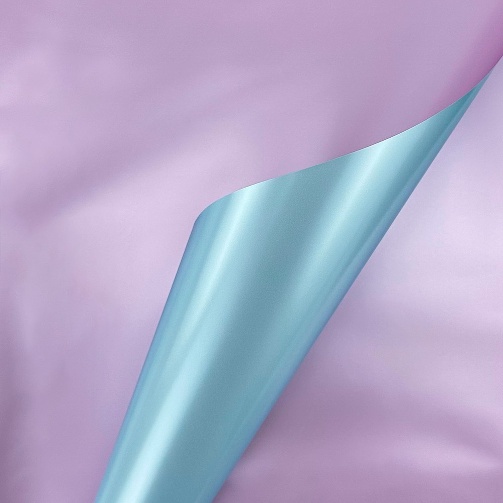 Dwukolorowy liliowo-niebieski celofan z "podwójnym" perłowym tłem