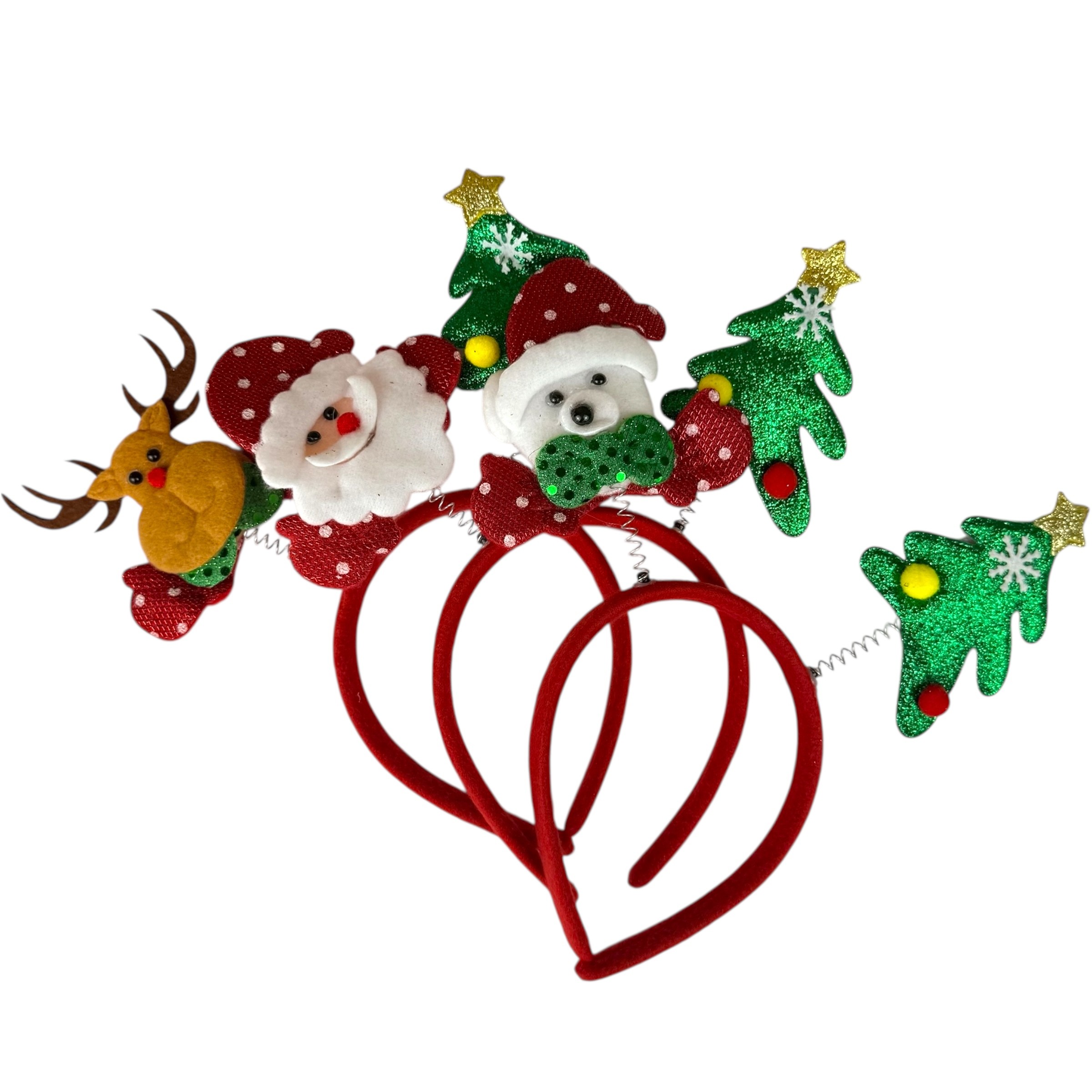 Коледни ленти за глава Jolly Jingle Bells - комплект от 12, микс