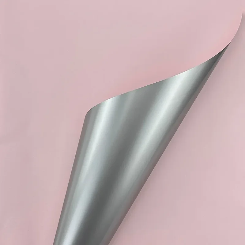 Celofan bicolor roz-gri cu sidef "Dublu"