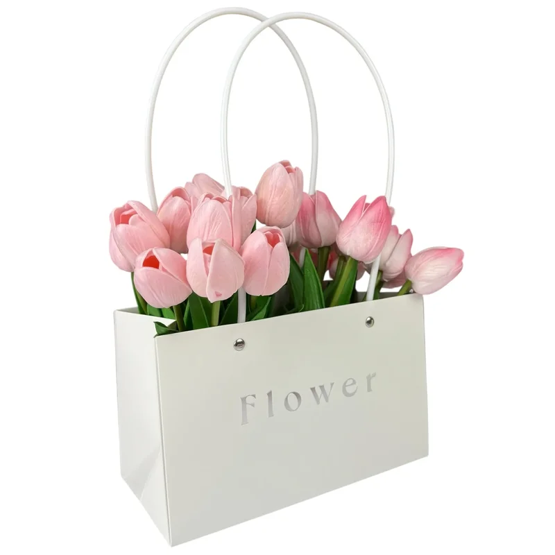 Set 10 pachete pentru flori alb "Flower #3" 22x10.5x13.5