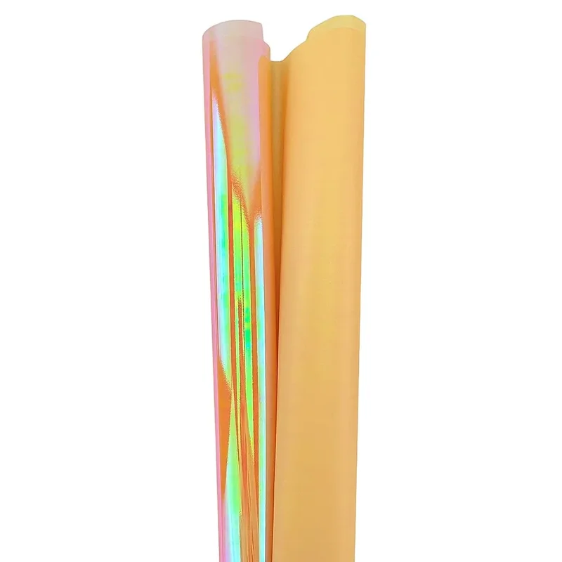 Celofan galben pe două fețe cu efect de hologramă "Galaxy"