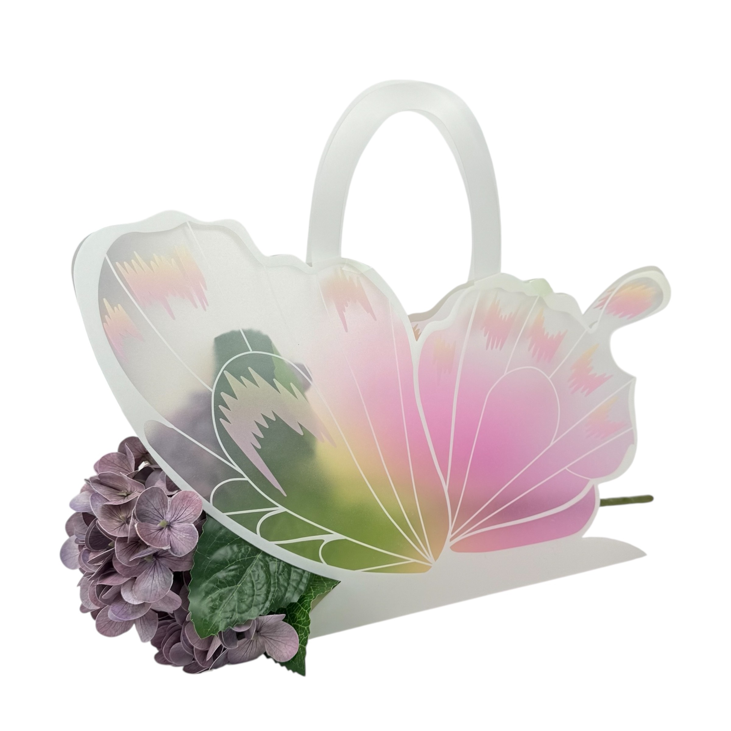 Комплект от 10 пакета с розови цветя "Пеперуда" 30x28x12