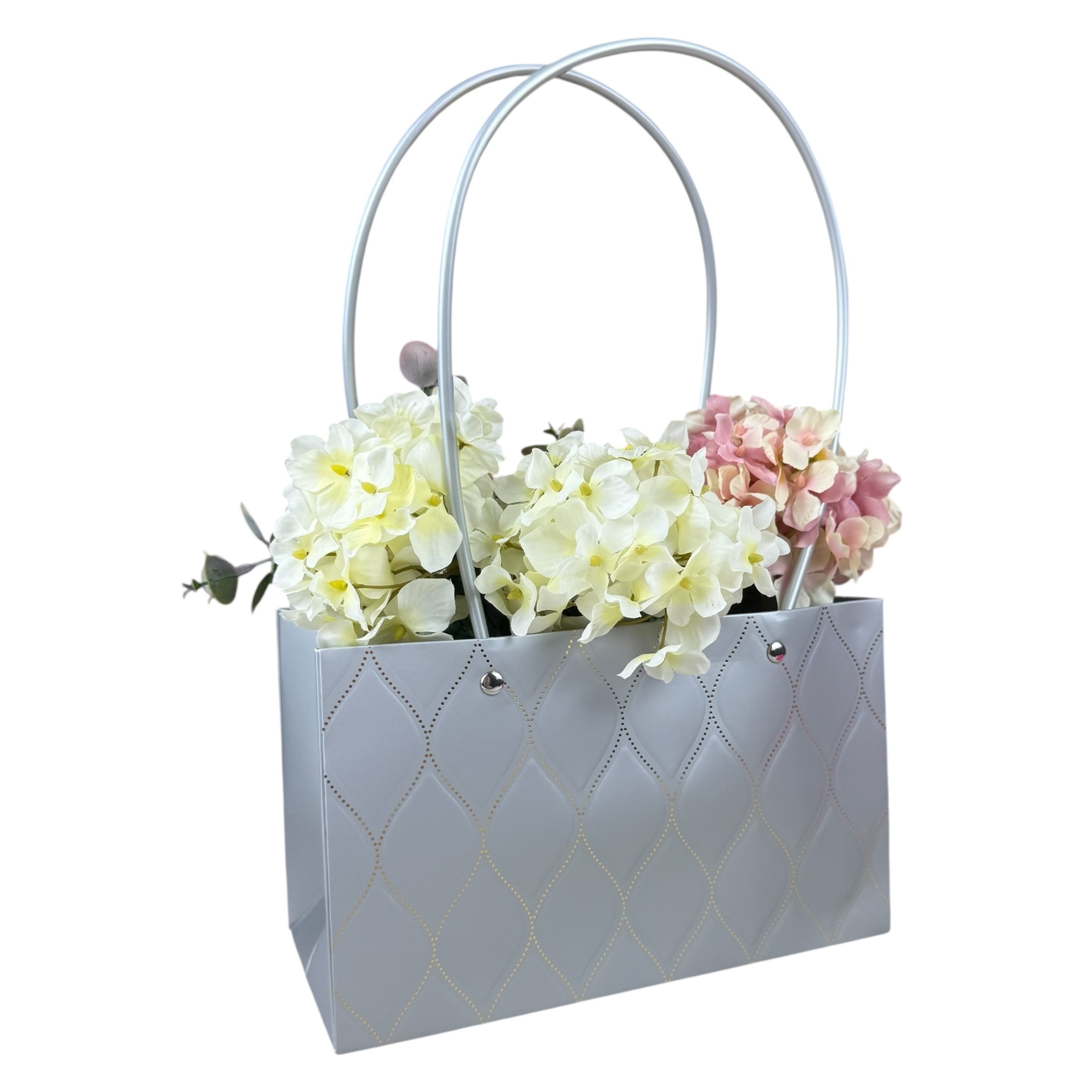 Set of 10 silver "Flower #9" flower packets 22x13x10