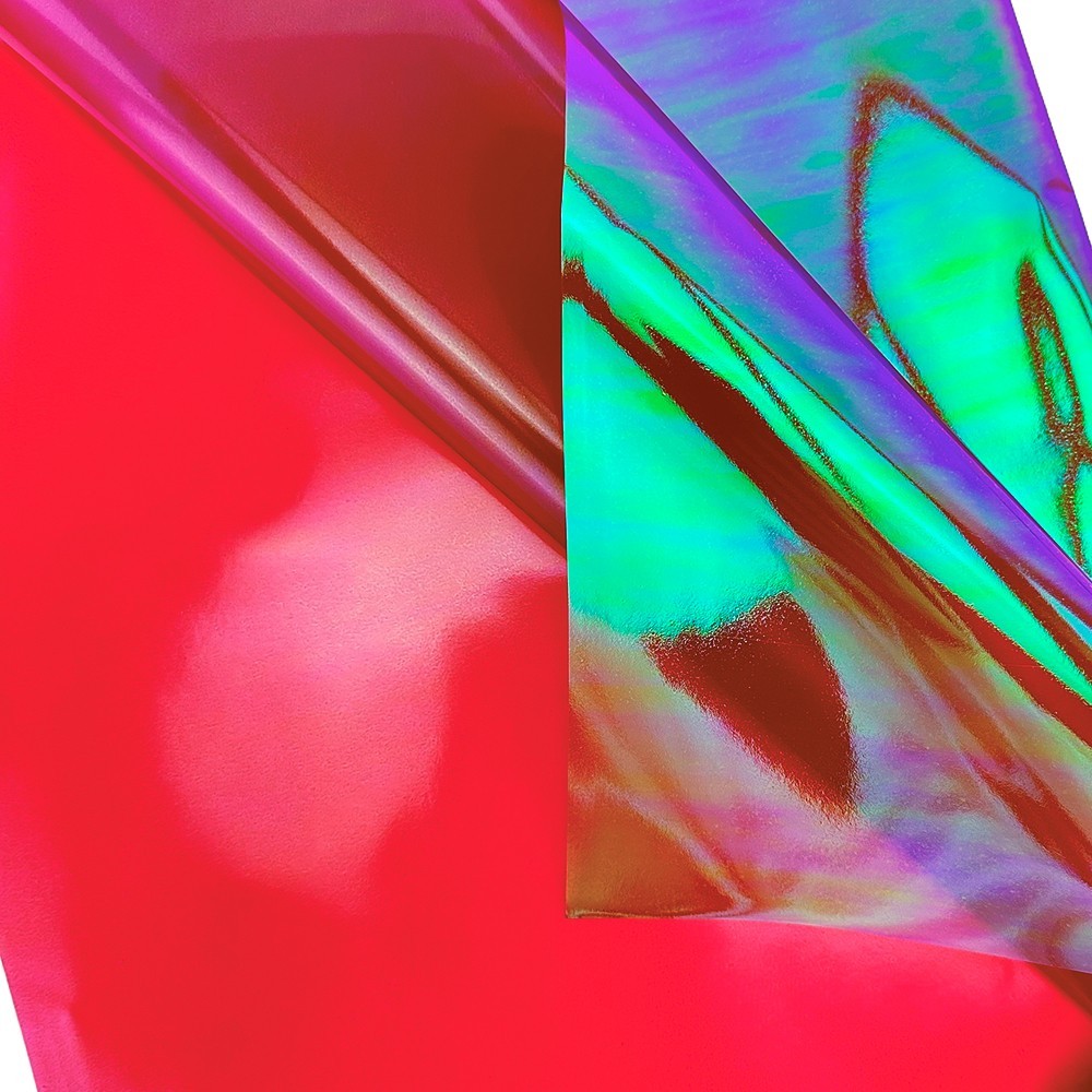 Двустранен червен целофан с холограмен ефект photo 2