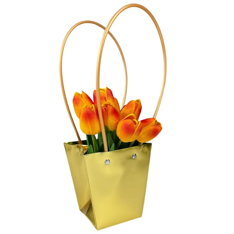 Set 10 pachete pentru flori aur "Goldy S #4" 12x12x8