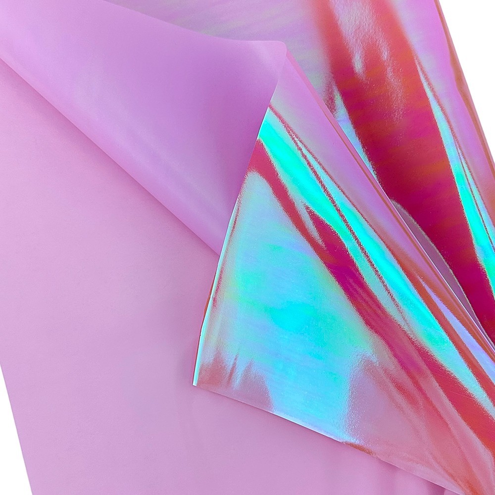 Двустранен розов целофан с холограмен ефект photo 2