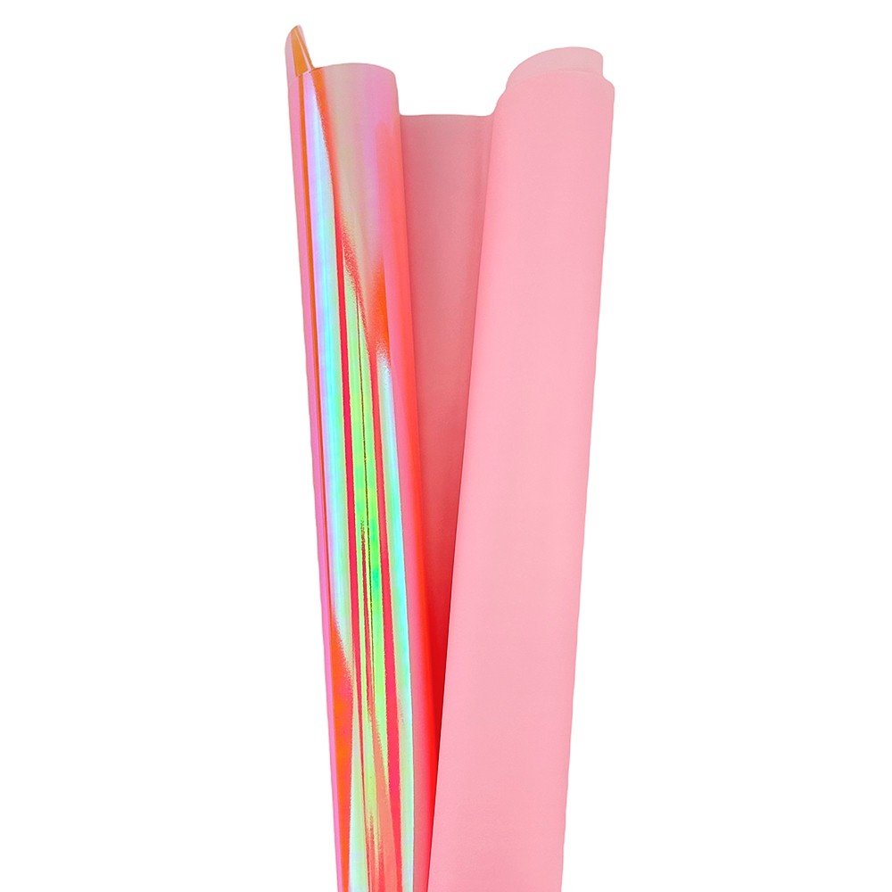 Dwustronny jasnoróżowy celofan z efektem hologramu