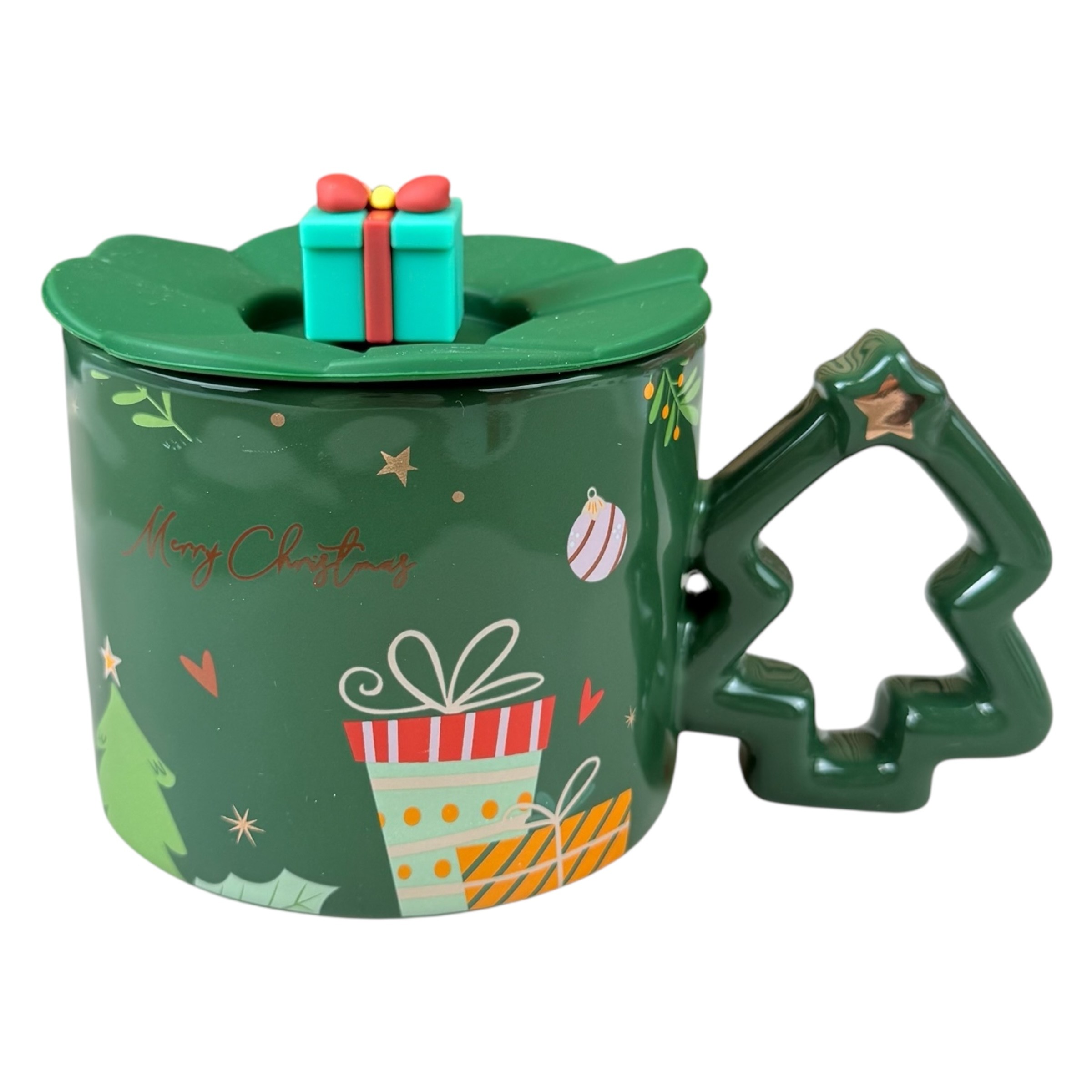 New Year's mug "Molid" green, gift, 450 ml