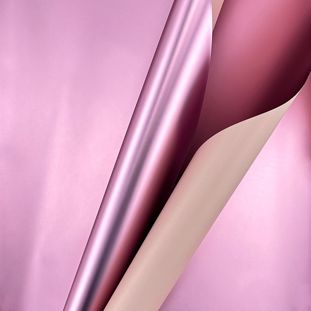Double-sided pinkish beige cellophane with metallic effect