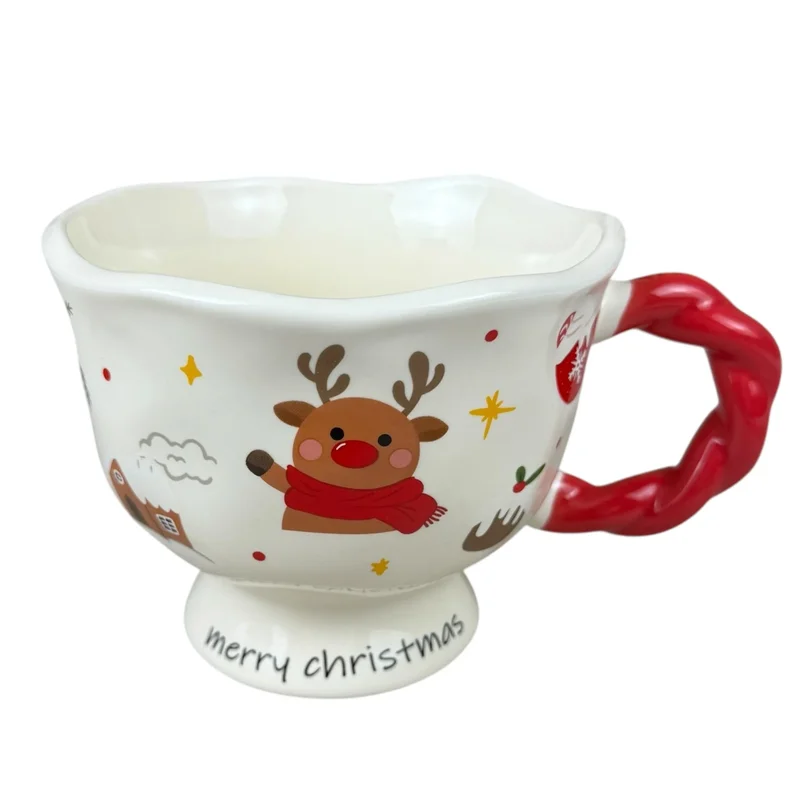 Cana de Crăciun “Funny Holidays” Ren cu fular roșu, 400 ml