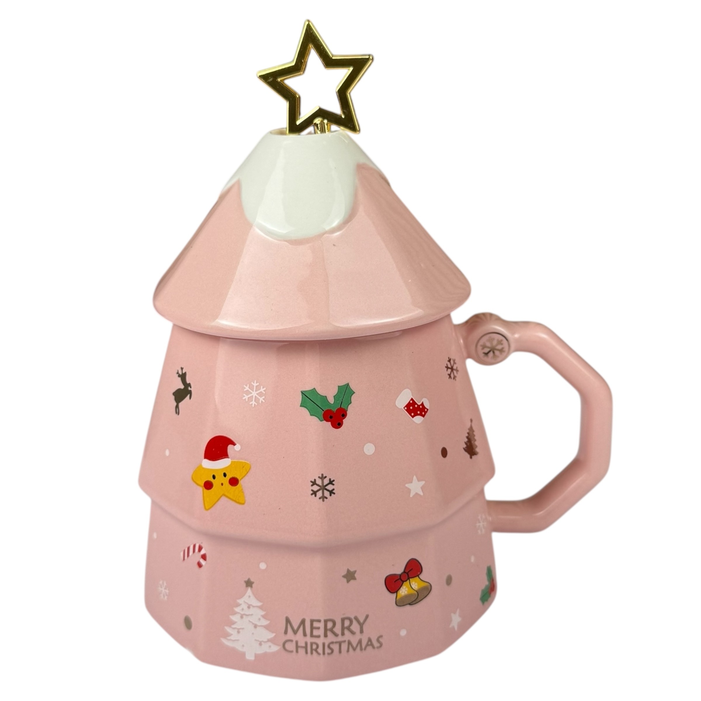 Christmas mug "Magic Star" pink, 380 ml, with gift box photo 2