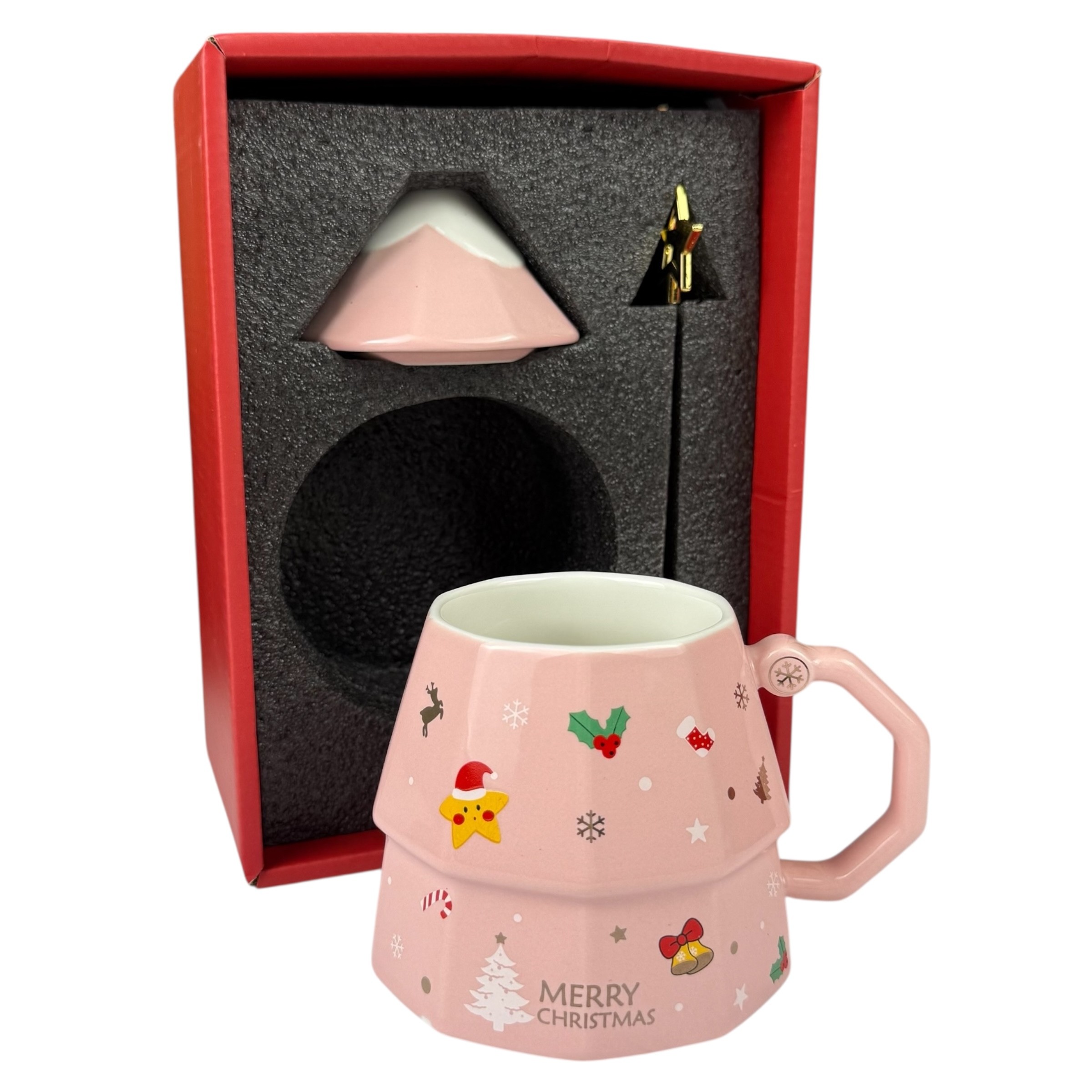Christmas mug "Magic Star" pink, 380 ml, with gift box photo 3