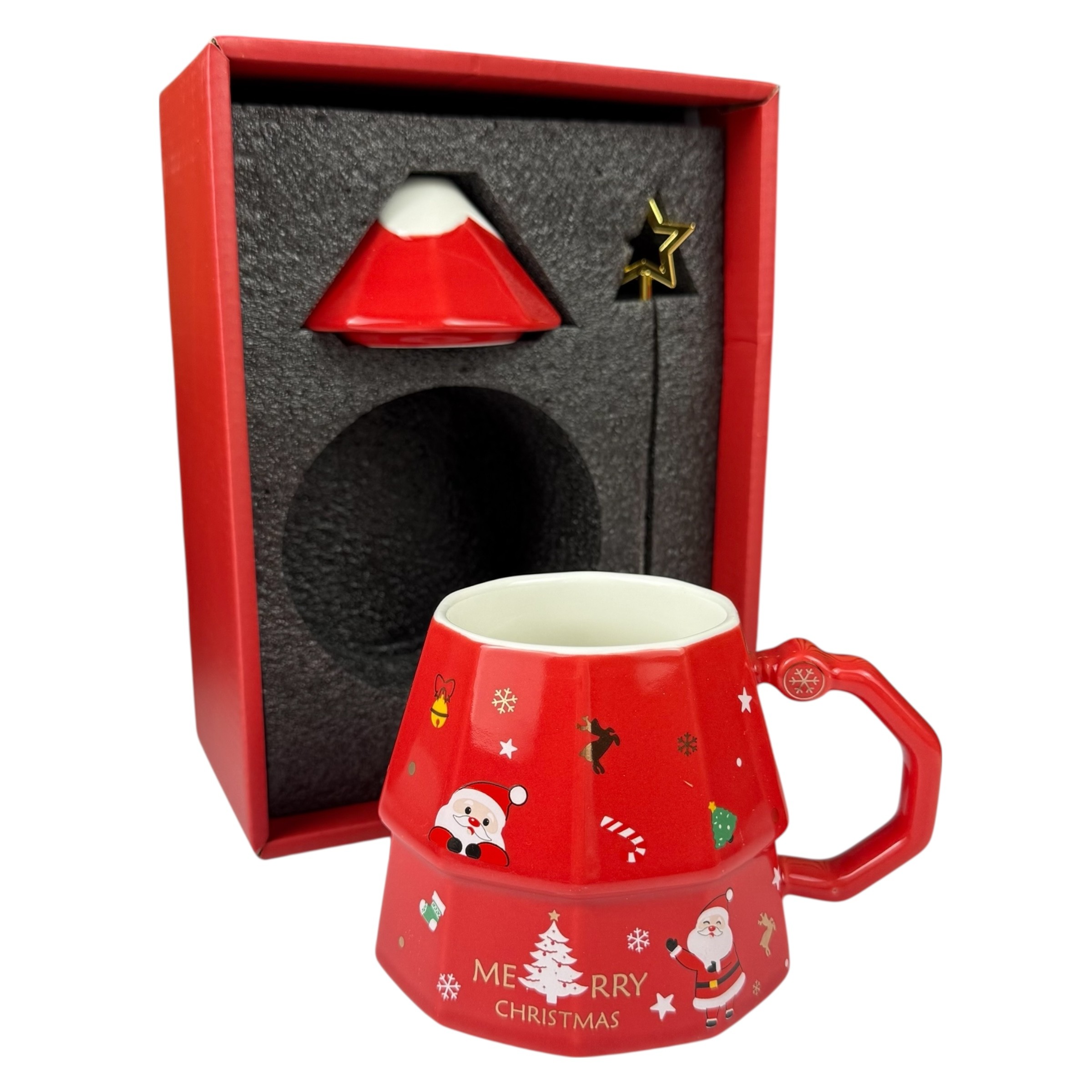 Christmas mug "Magic Star" red, 380 ml, with gift box photo 3
