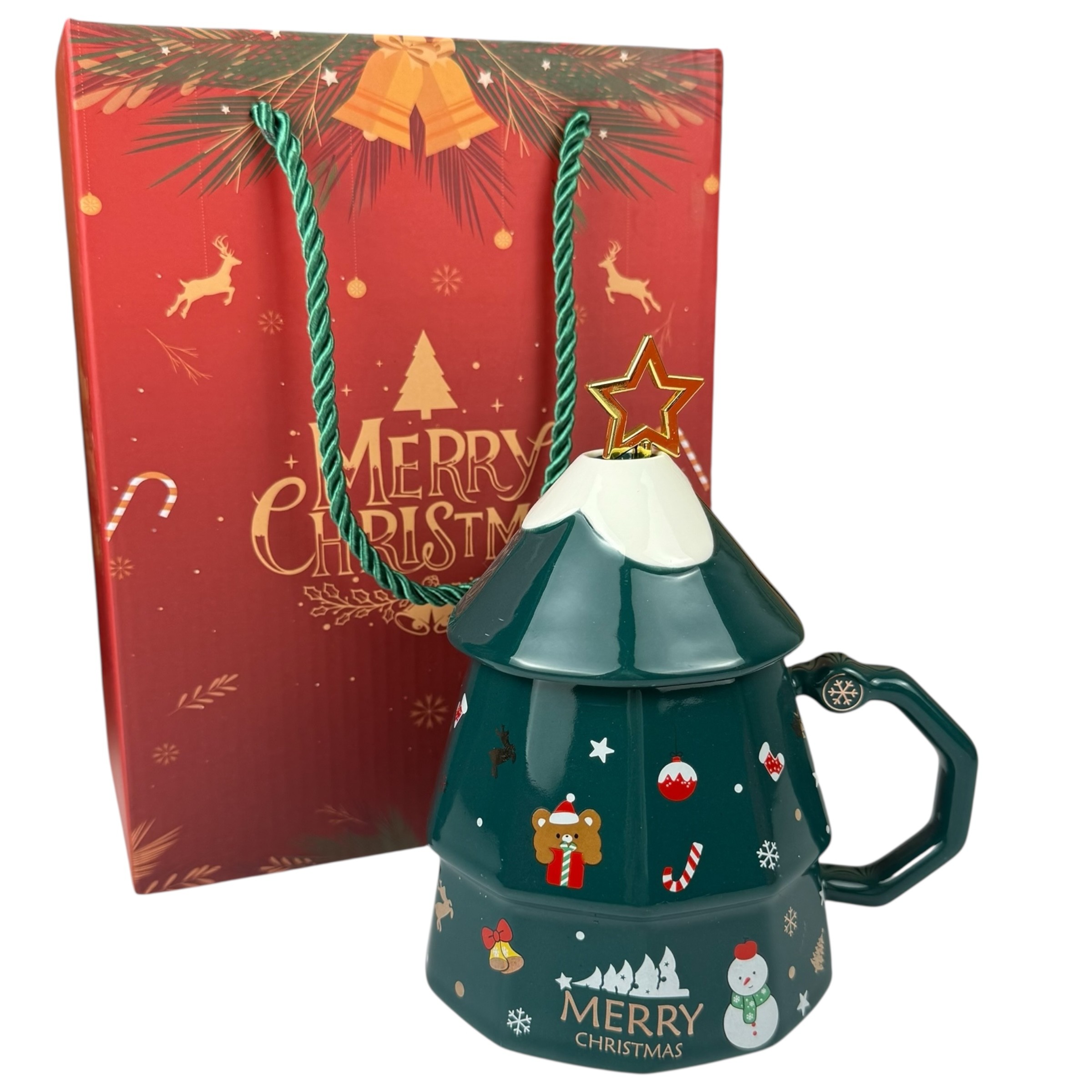 Christmas mug "Magic Star" green, 380 ml, with gift box