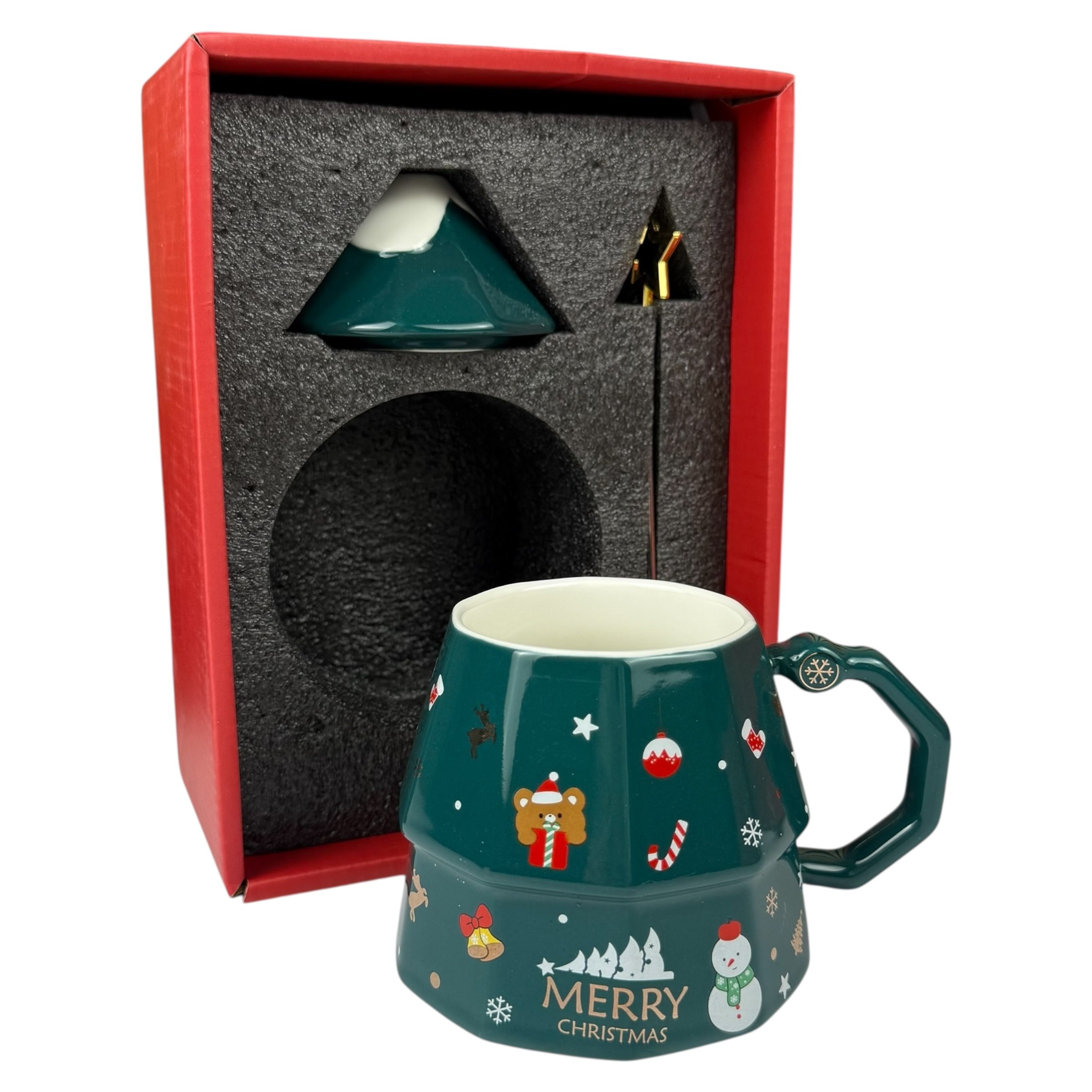 Christmas mug "Magic Star" green, 380 ml, with gift box photo 3