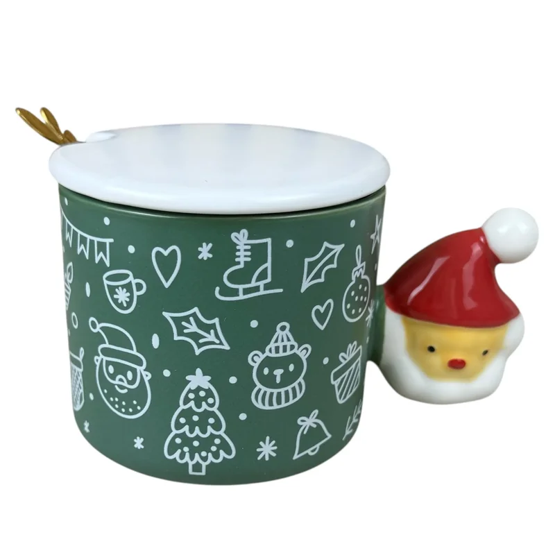 Cana de Crăciun „Moș Crăciun Joy” verde, 380 ml