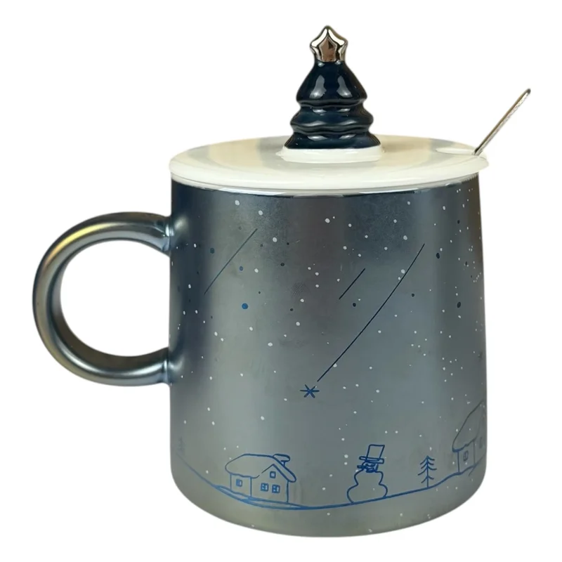 Cana de Crăciun “Cer înstelat” gri-albastru, 350 ml