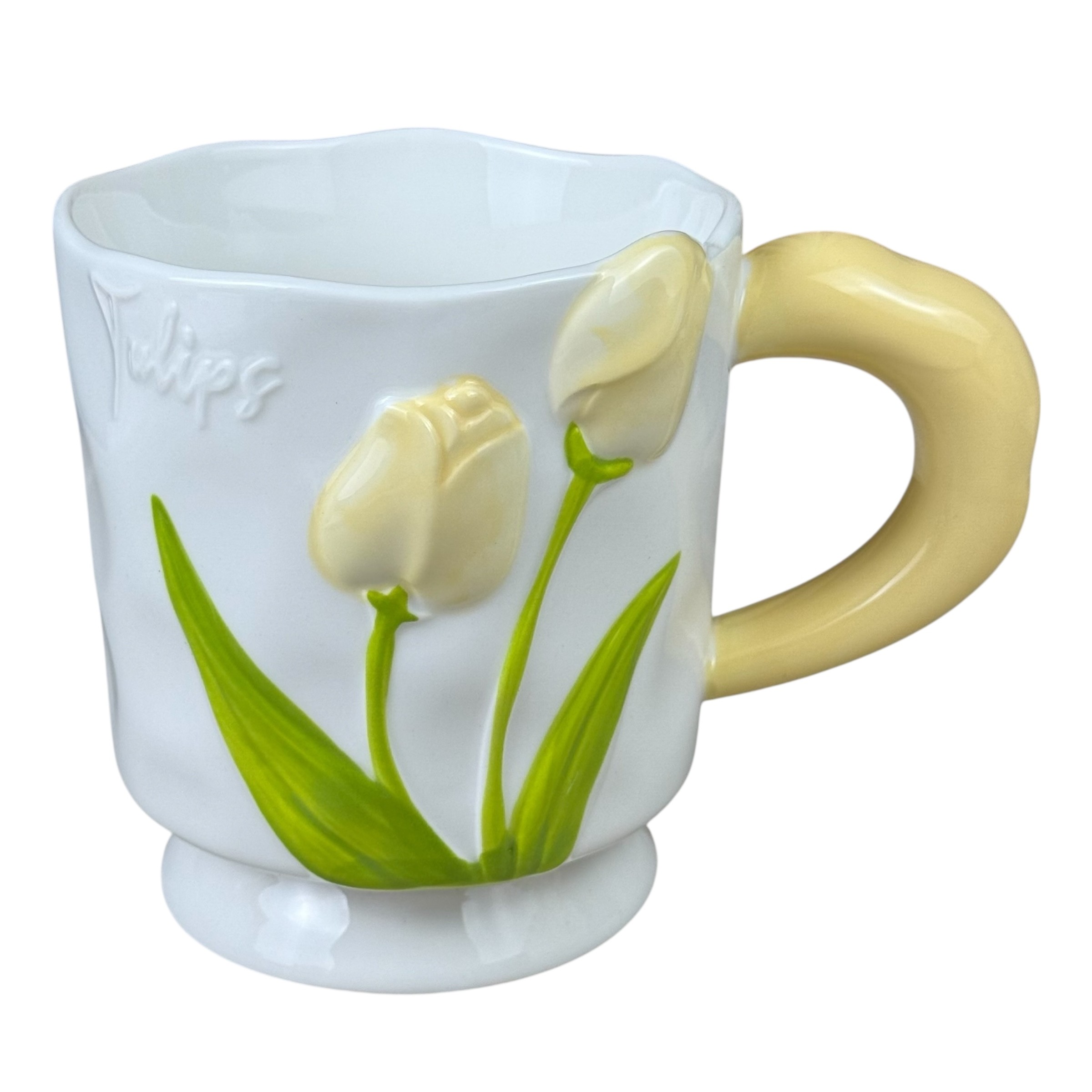 Kubek ceramiczny "Tulipany" żółty, 400 ml