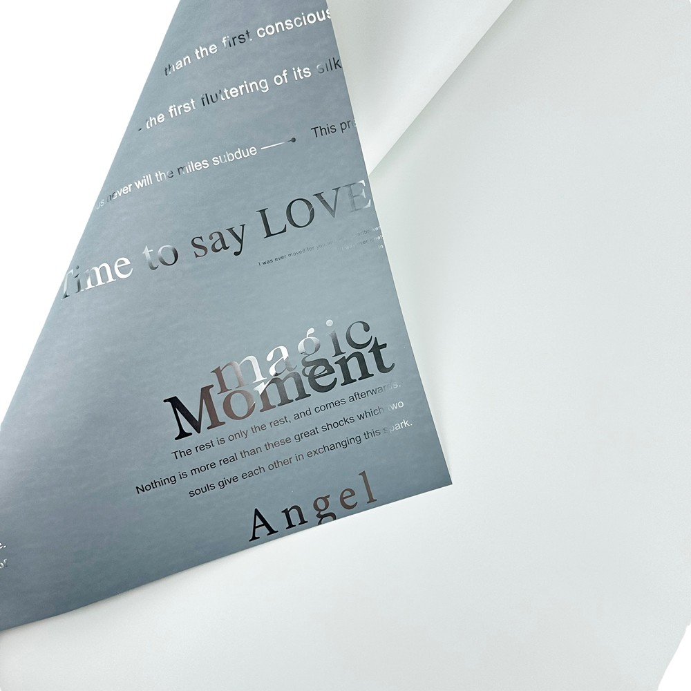 Grey and white double-sided cellophane with inscriptions photo 2