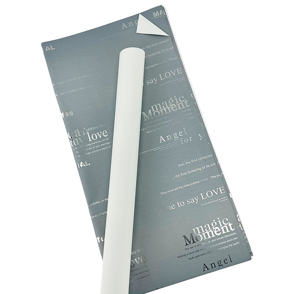 Grey and white double-sided cellophane with inscriptions photo 3