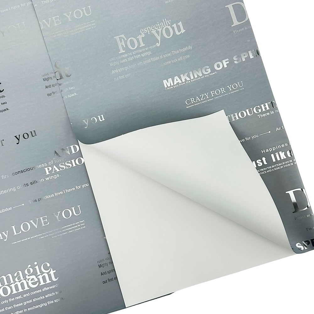 Grey and white double-sided cellophane with inscriptions photo 4