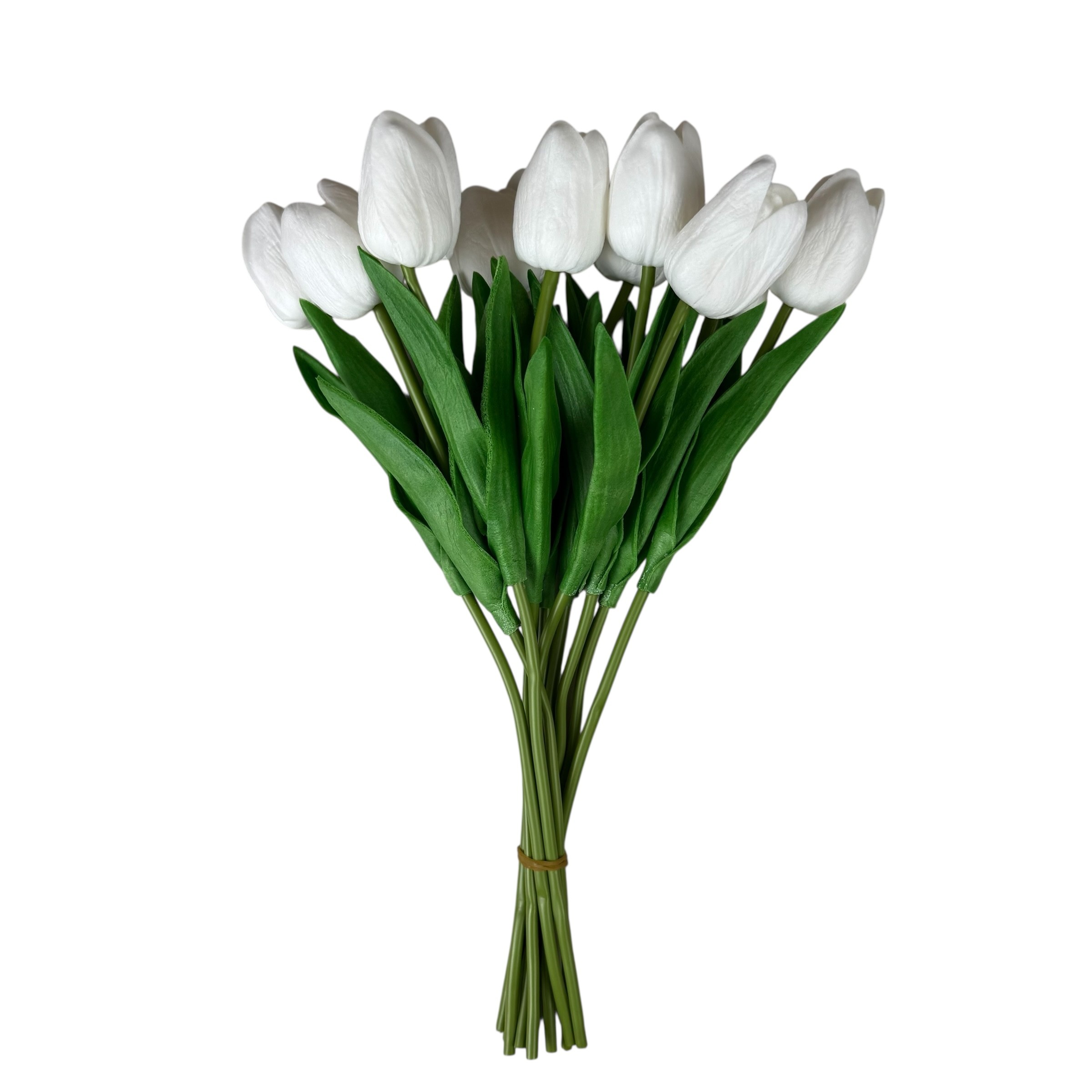 Bouquet of artificial tulips in silicone "White", 10 wires, 33 cm photo 2