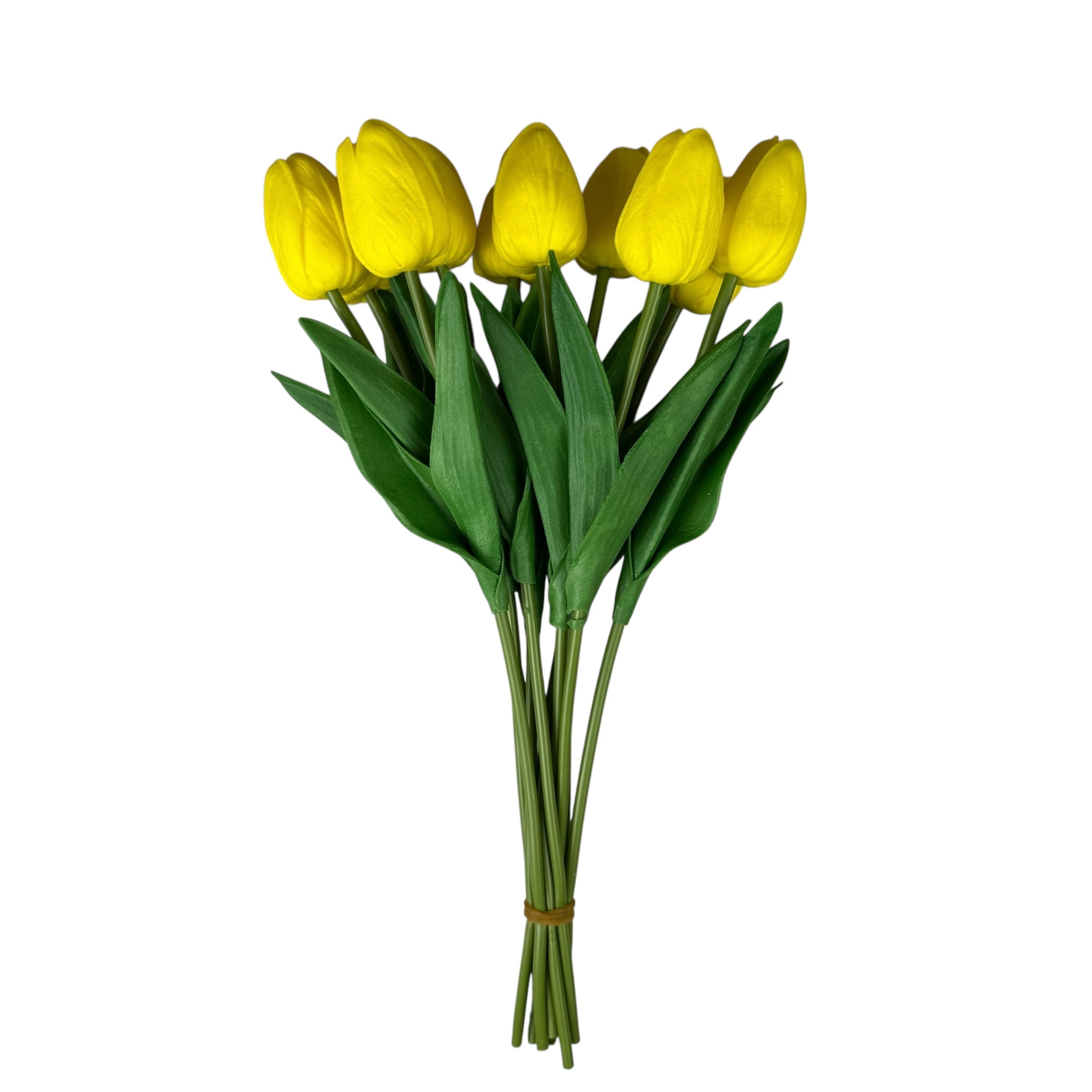 Bouquet of artificial tulips in silicone 'Yellow', 10 strands, 33 cm photo 2