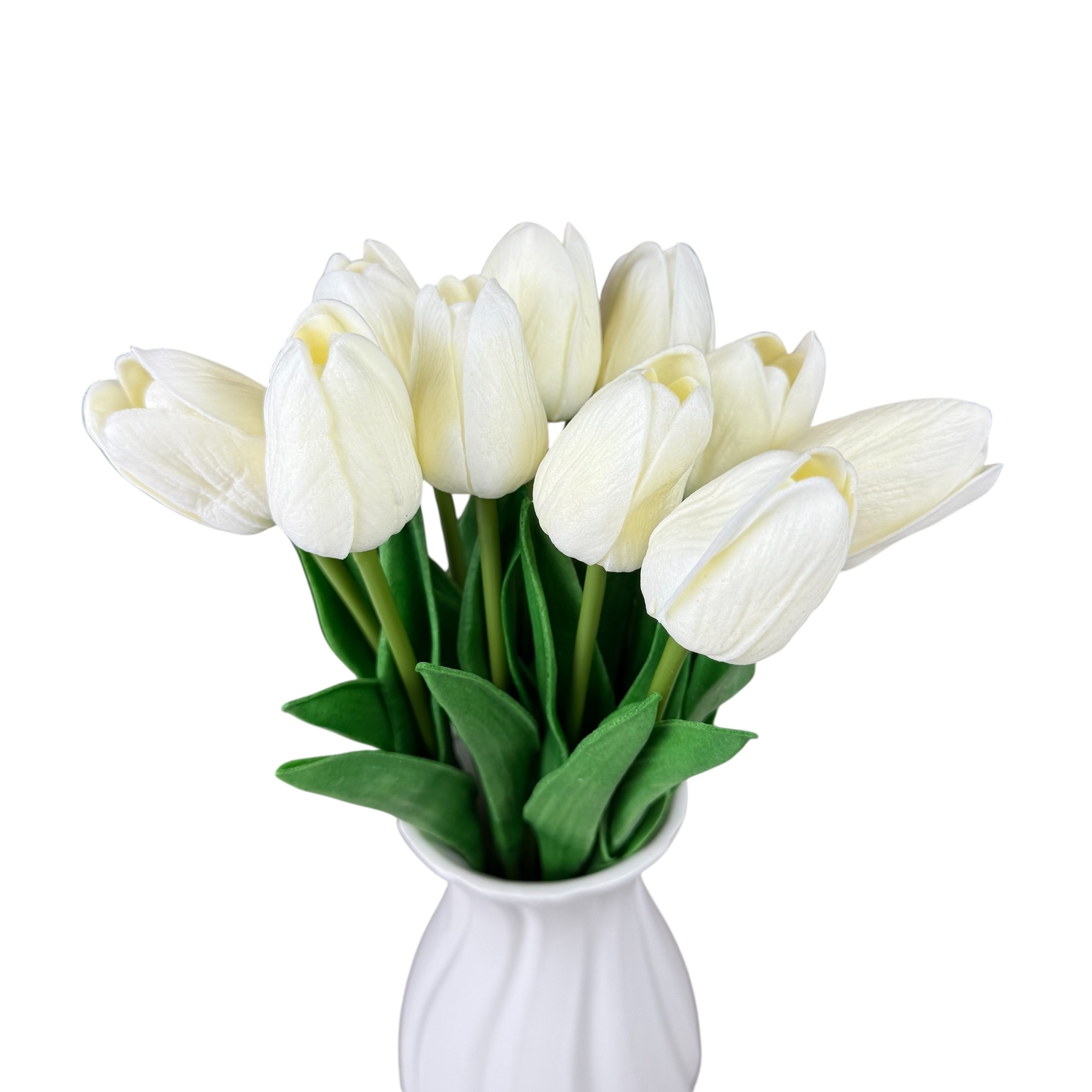 Bouquet of artificial silicone tulips "Crema", 10 strands, 33 cm