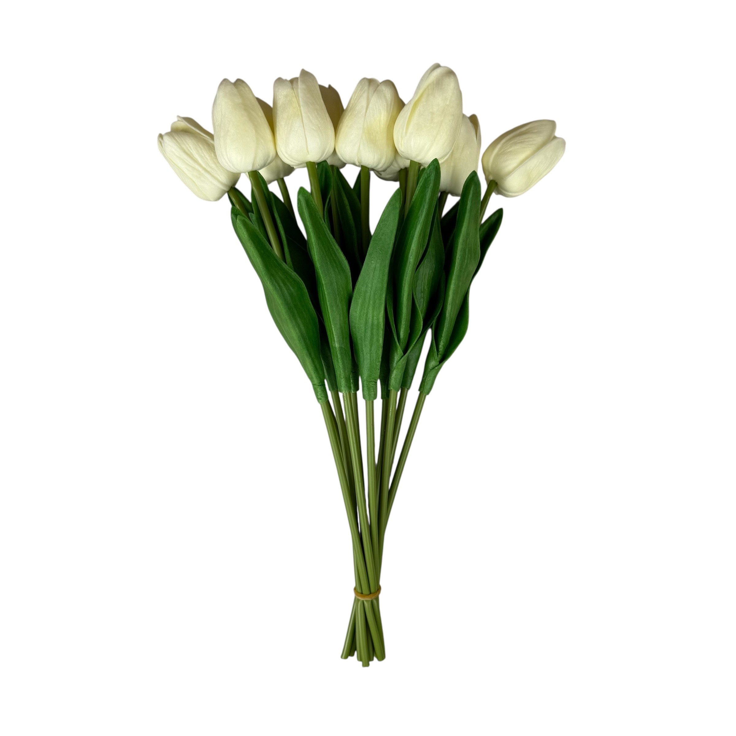 Bouquet of artificial silicone tulips "Crema", 10 strands, 33 cm photo 2