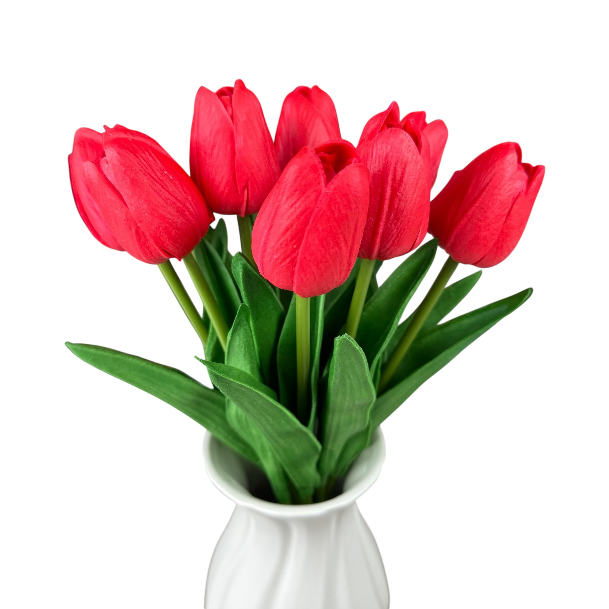 Bouquet of artificial tulips in silicone "Red", 10 wires, 33 cm