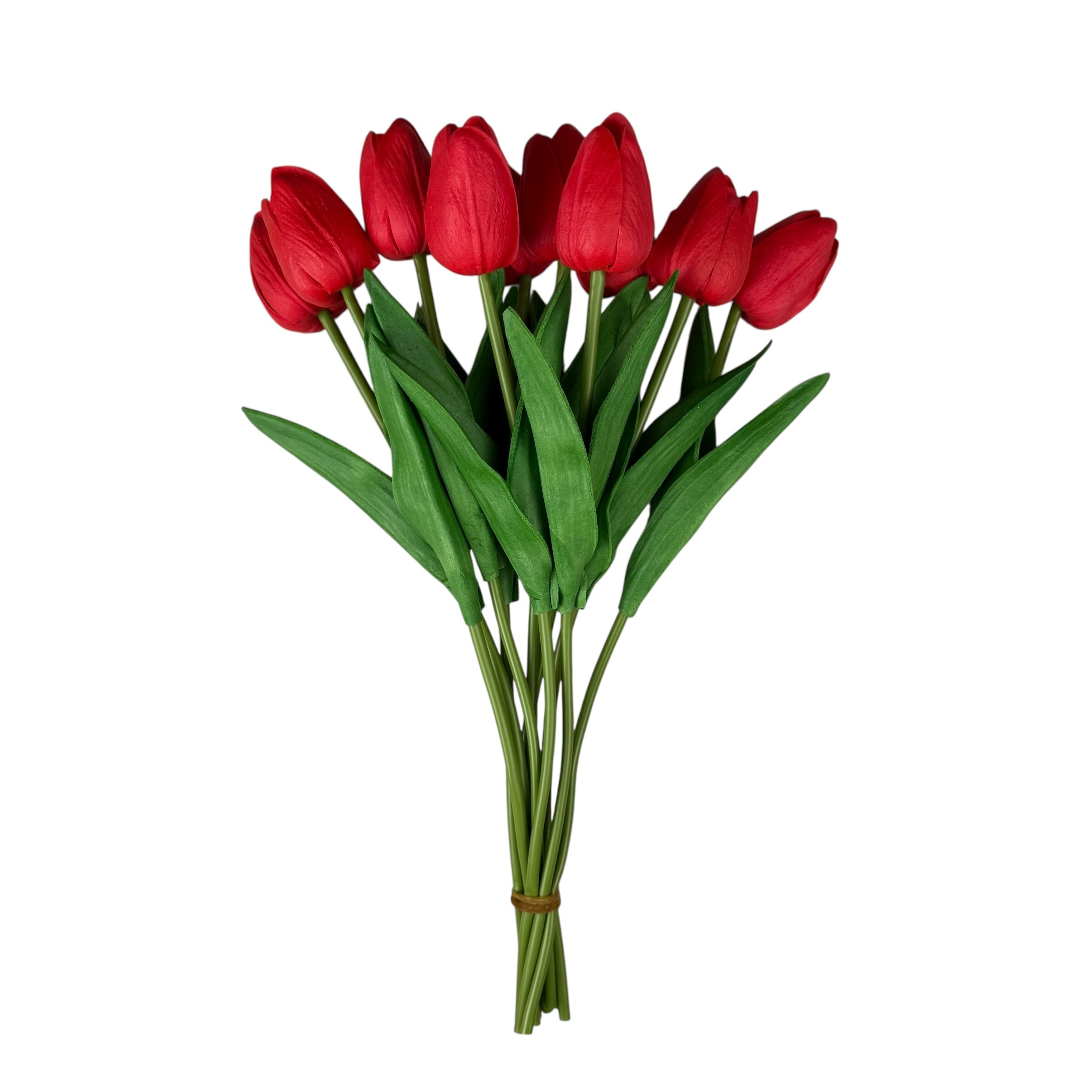 Bouquet of artificial tulips in silicone "Red", 10 wires, 33 cm photo 2