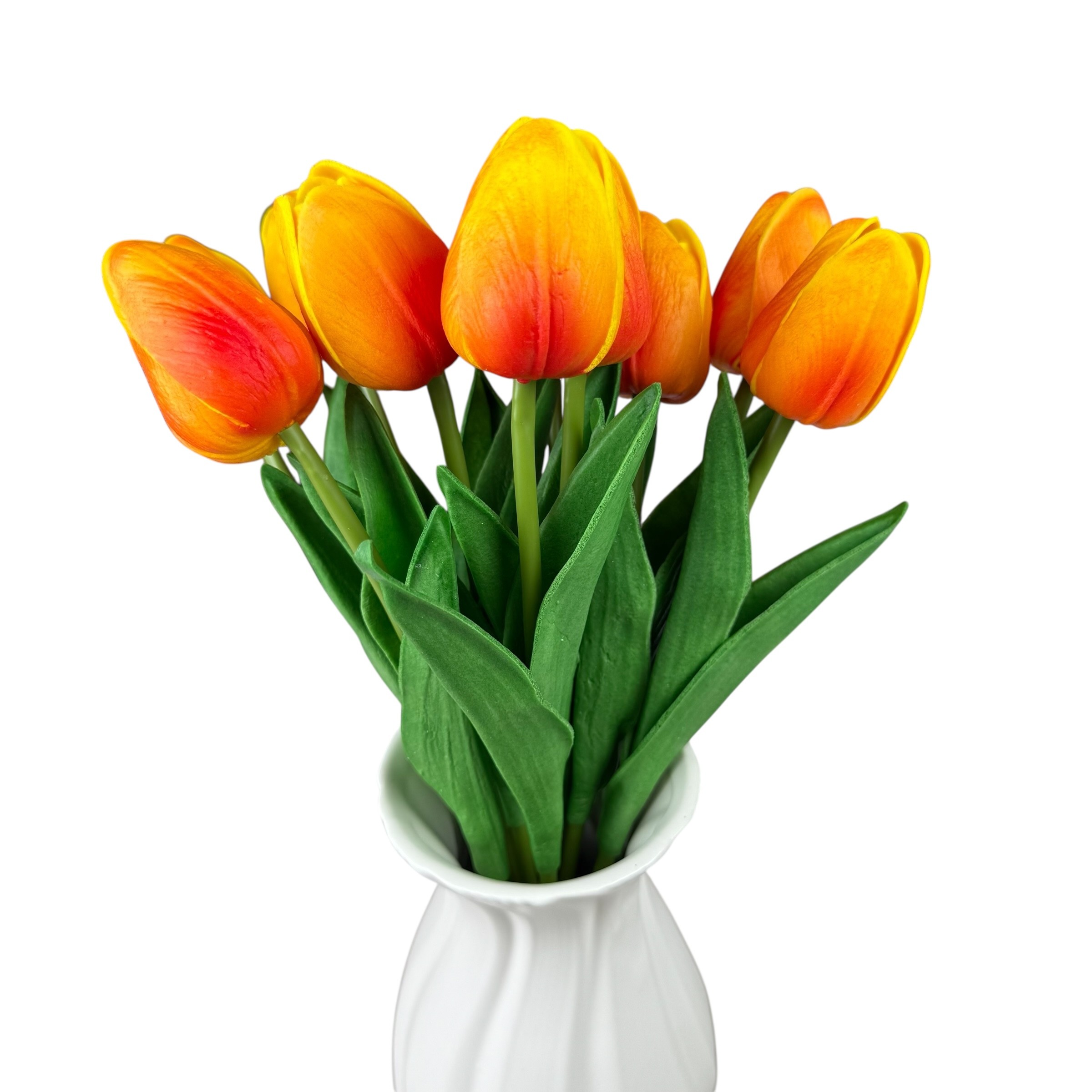 Bouquet of artificial tulips in silicone "Orange", 10 strands, 33 cm