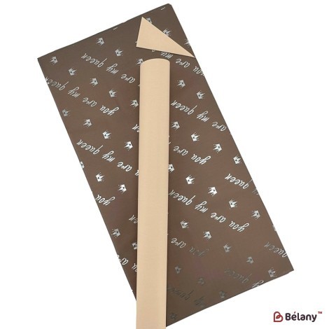 Brown-beige double-sided cellophane with "My queen" inscription photo 3
