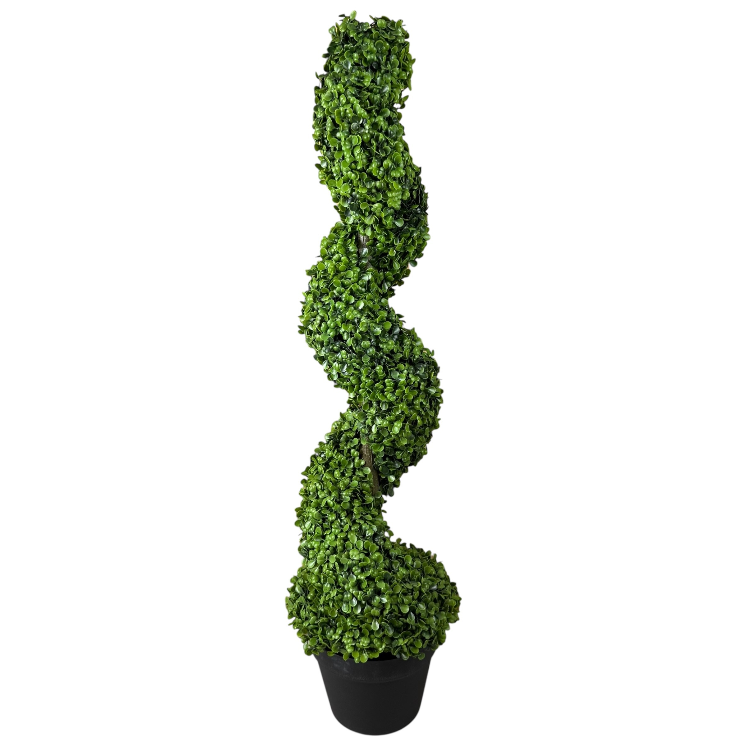 Decorative artificial spiral tree, 90 cm, green, in black pot