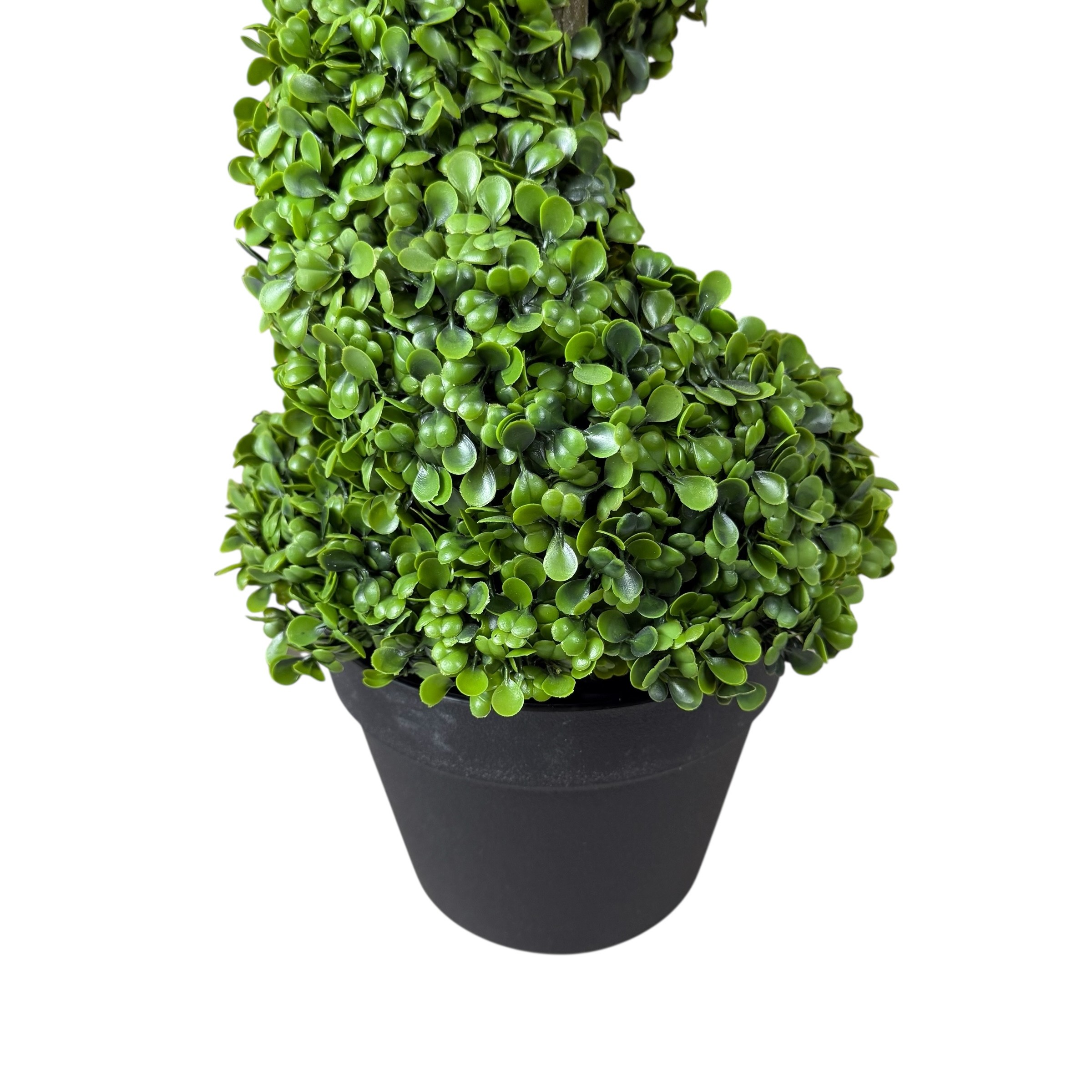 Decorative artificial spiral tree, 90 cm, green, in black pot photo 2