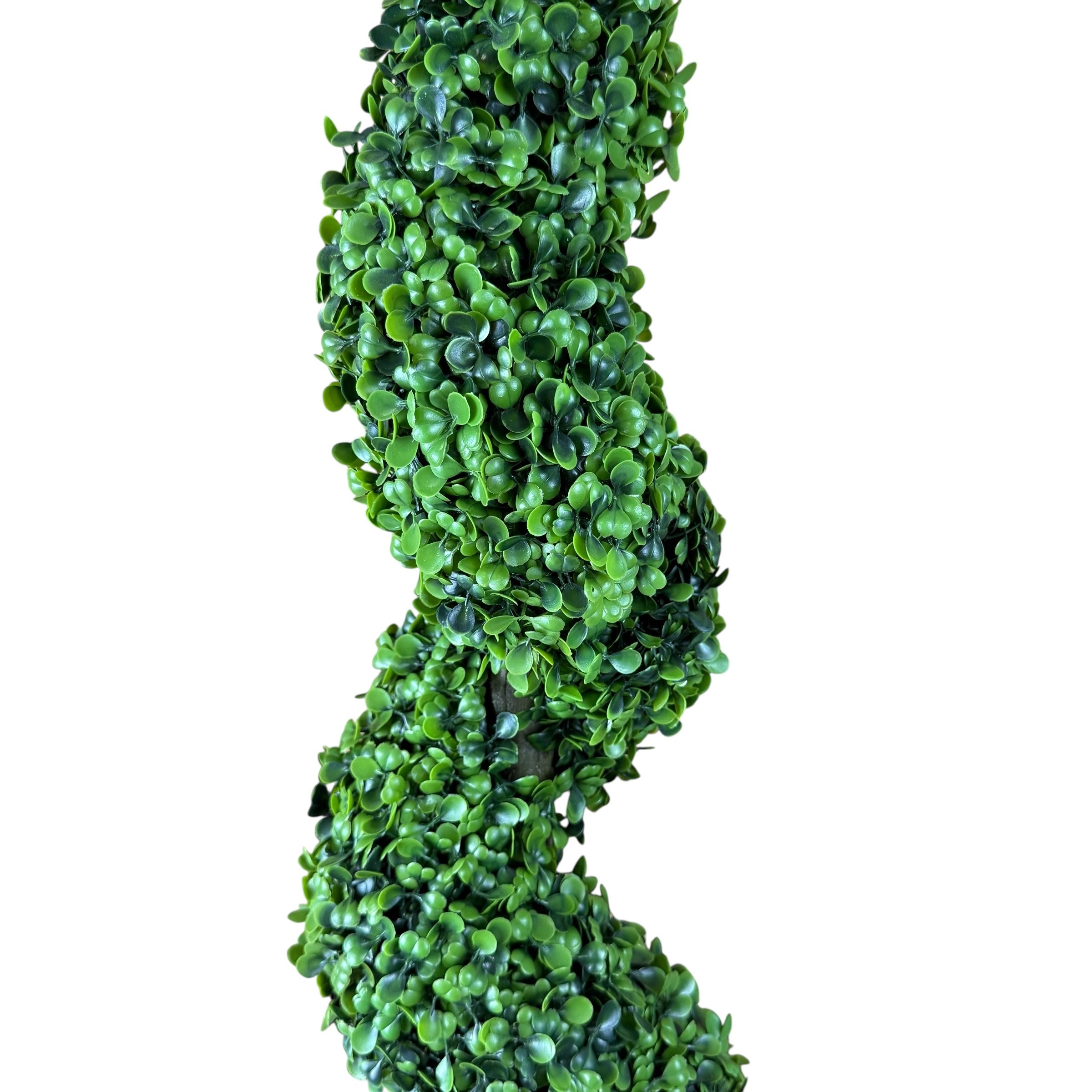 Decorative artificial spiral tree, 90 cm, green, in black pot photo 3