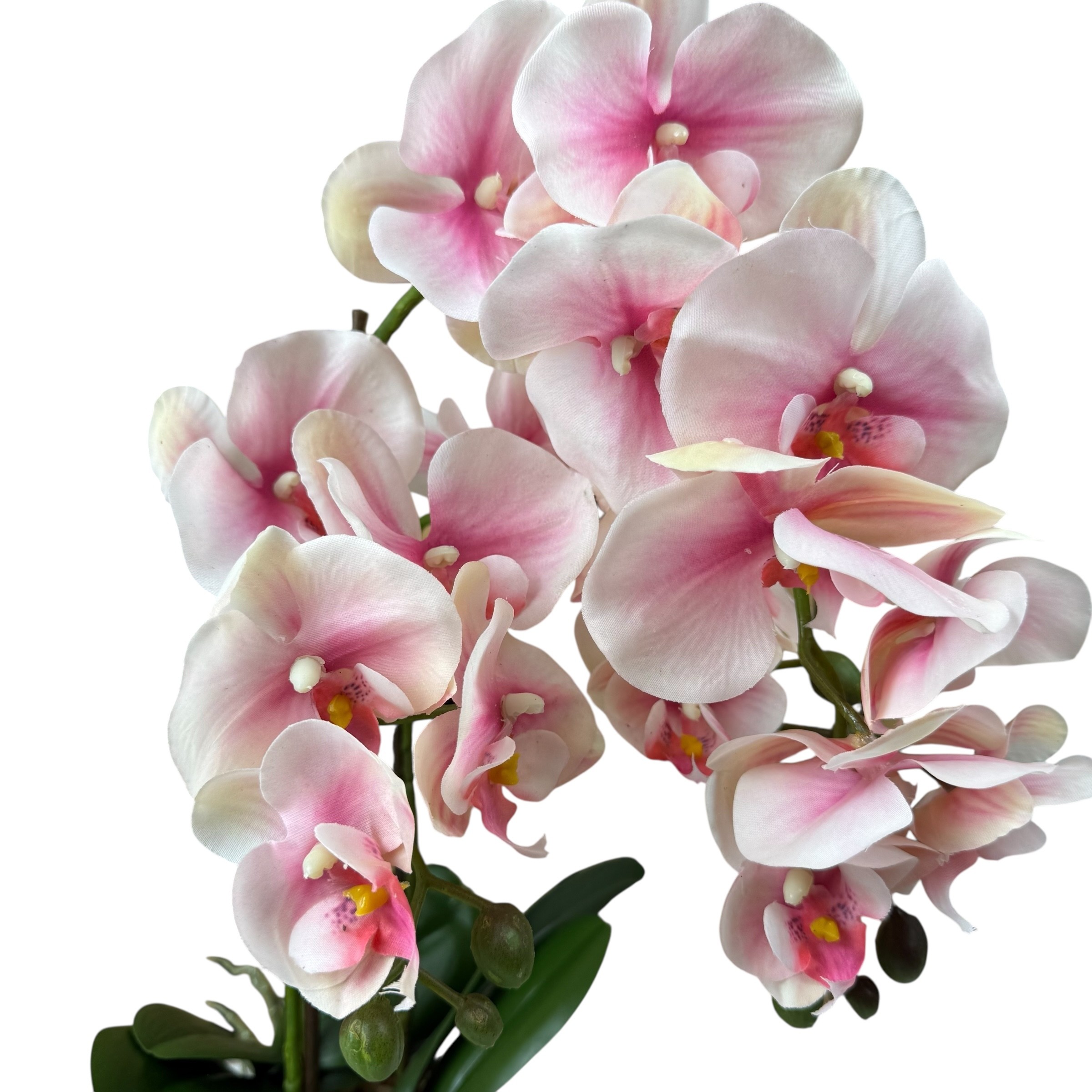 Pink artificial orchid, 56 cm, white pot photo 2