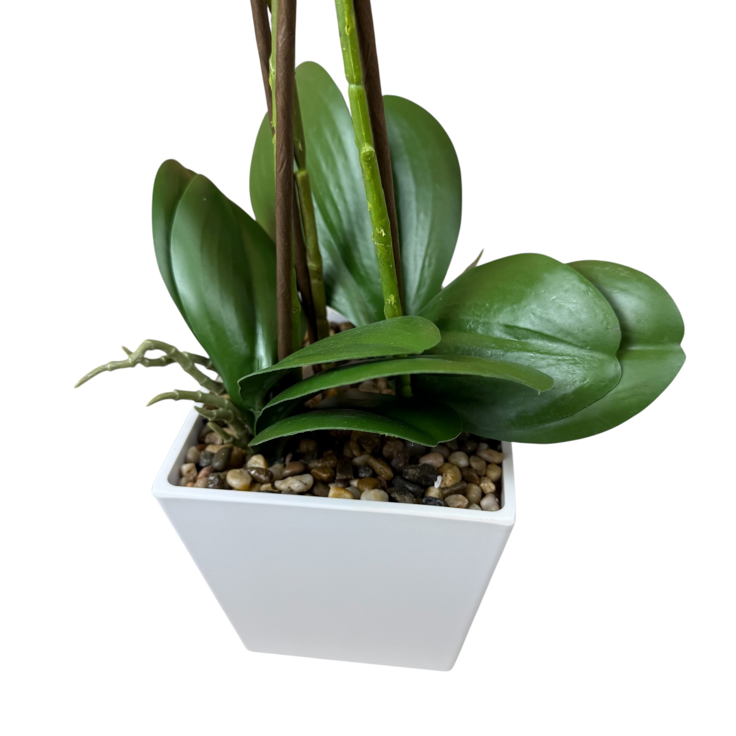 Pink artificial orchid, 56 cm, white pot photo 3