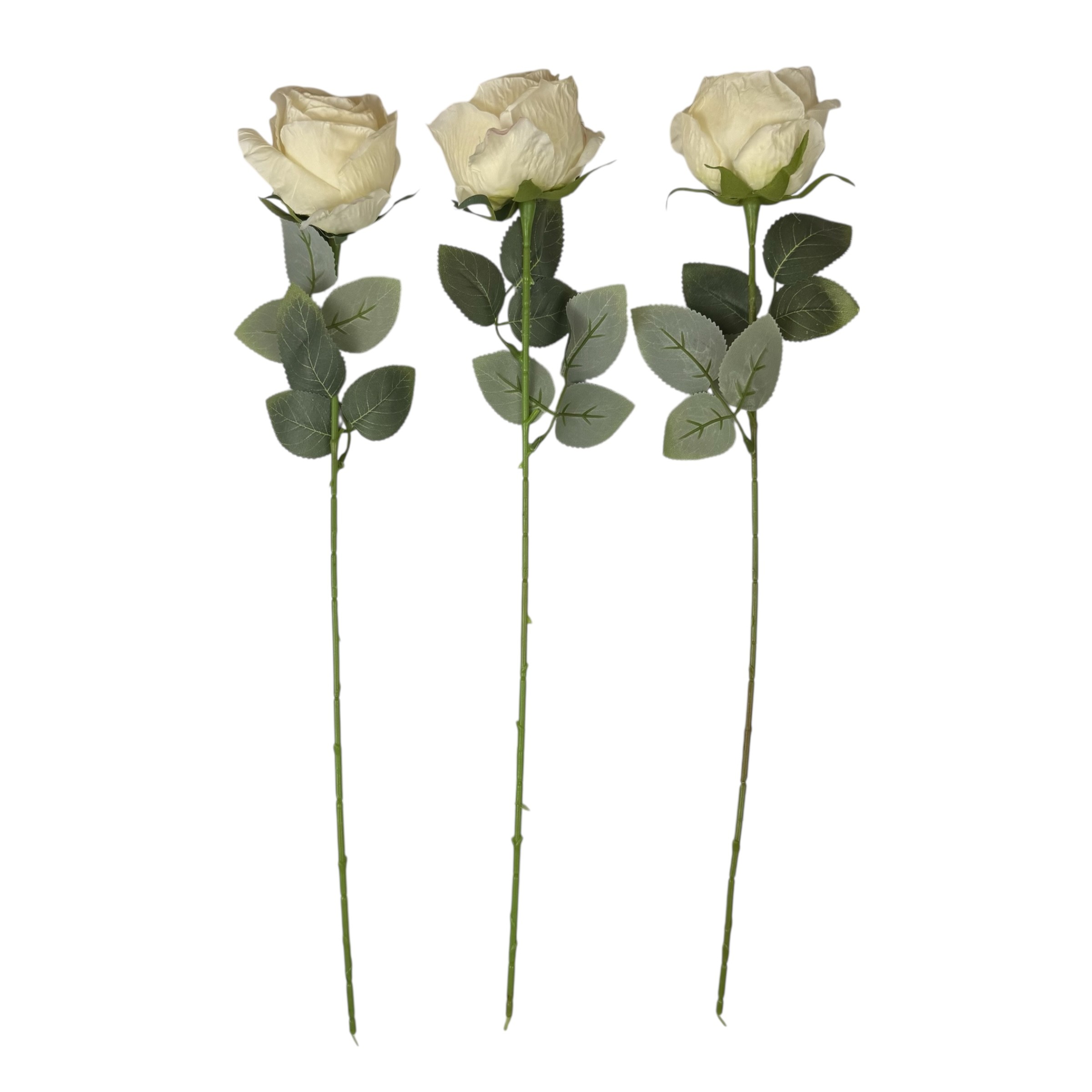Artificial Cream Roses, set of 3 pieces photo 2