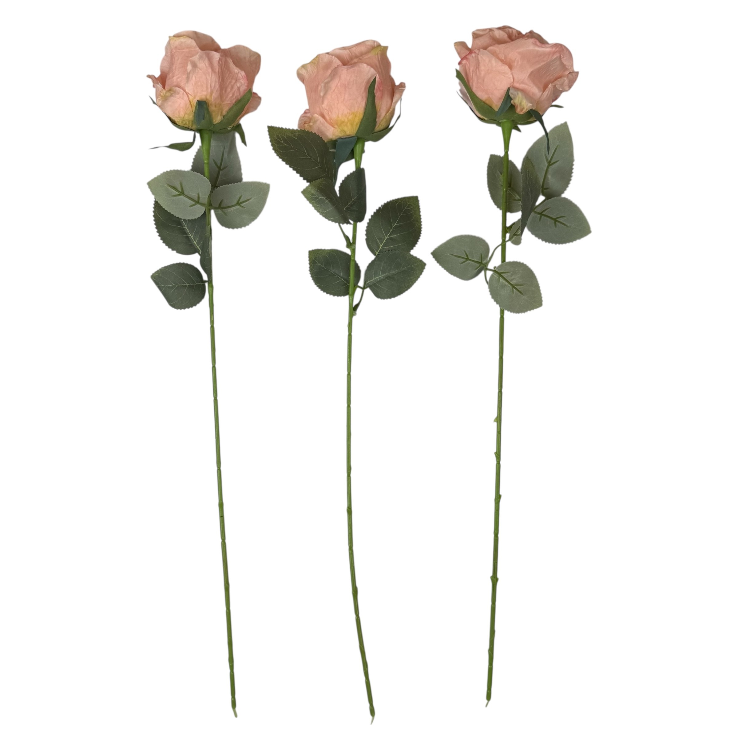 Artificial Peach Roses, set of 3 pieces photo 2