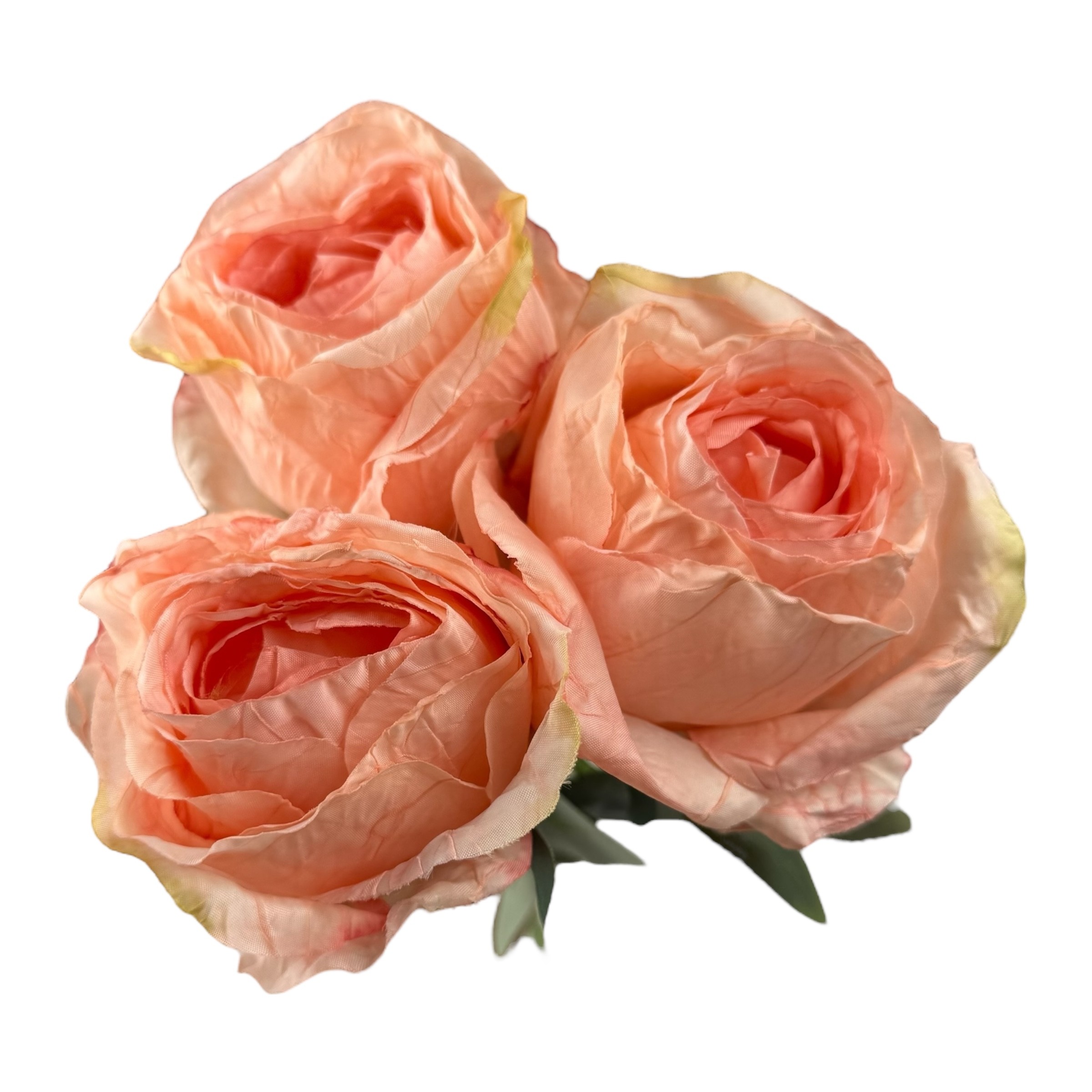 Artificial Peach Roses, set of 3 pieces photo 3