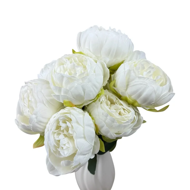 Buchet artificial cu 7 bujori alb