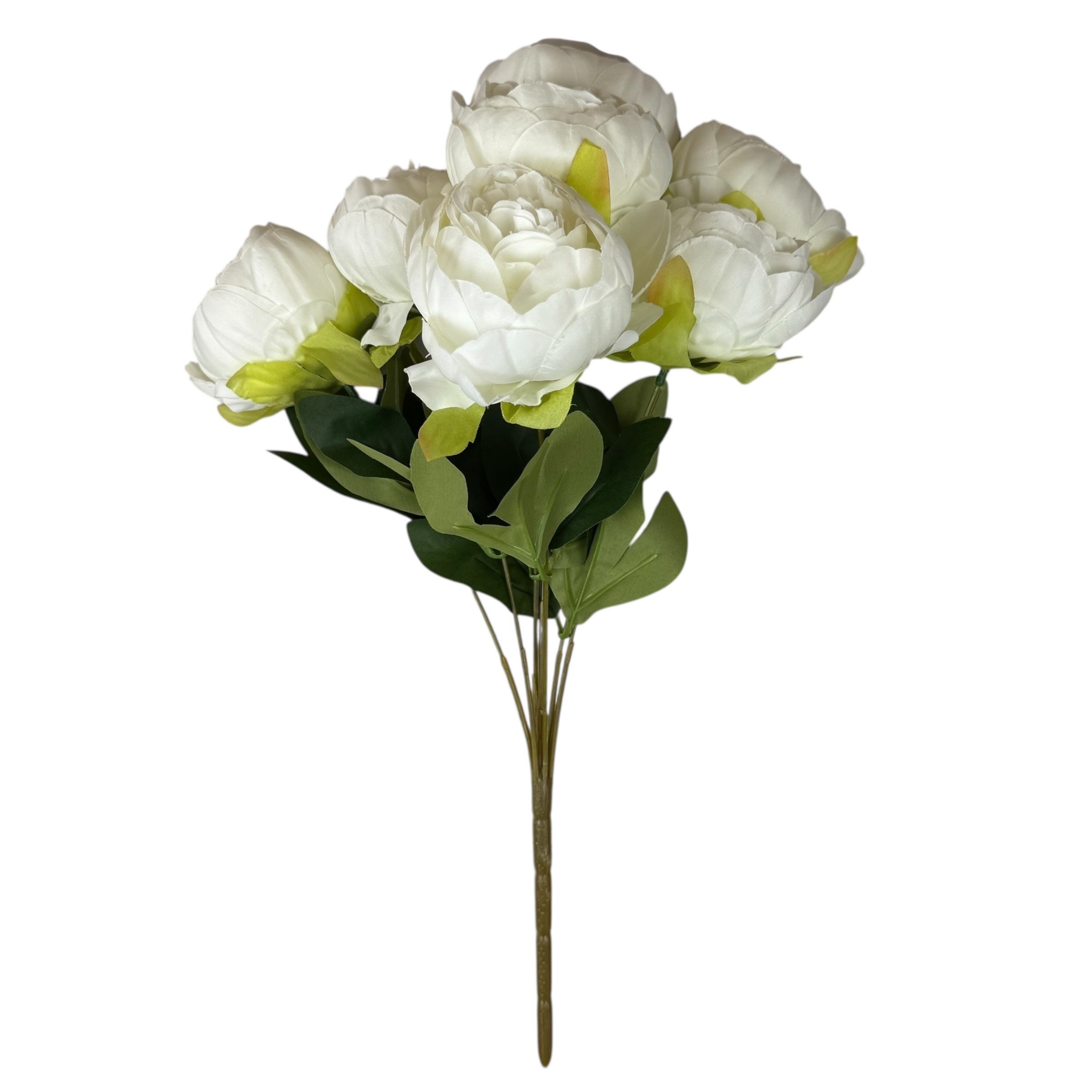 Buchet artificial cu 7 bujori alb photo 2