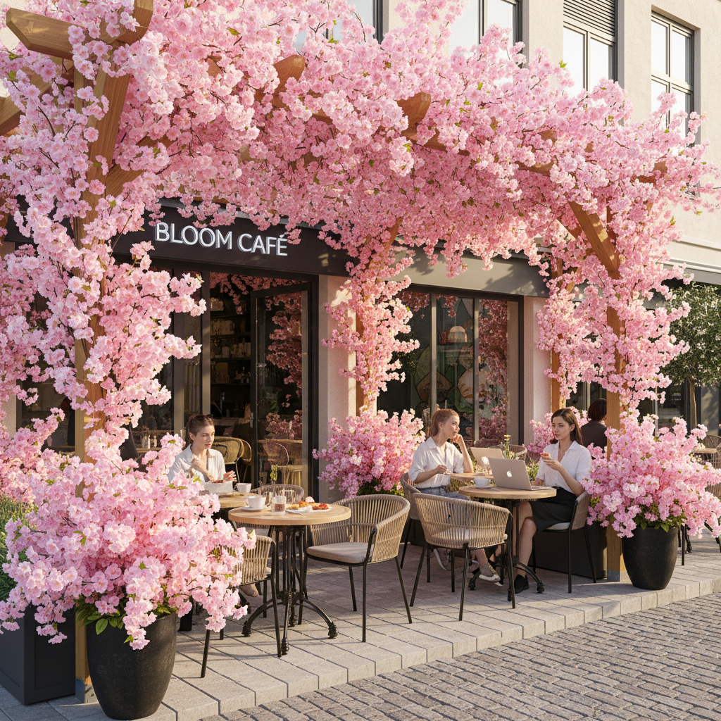 Artificial sakura branch, 160 cm, light pink photo 3