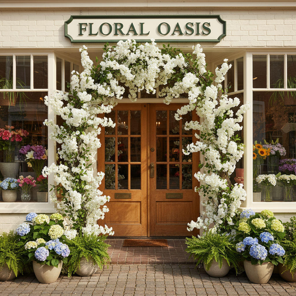 Artificial sakura branch, 160 cm, white photo 5