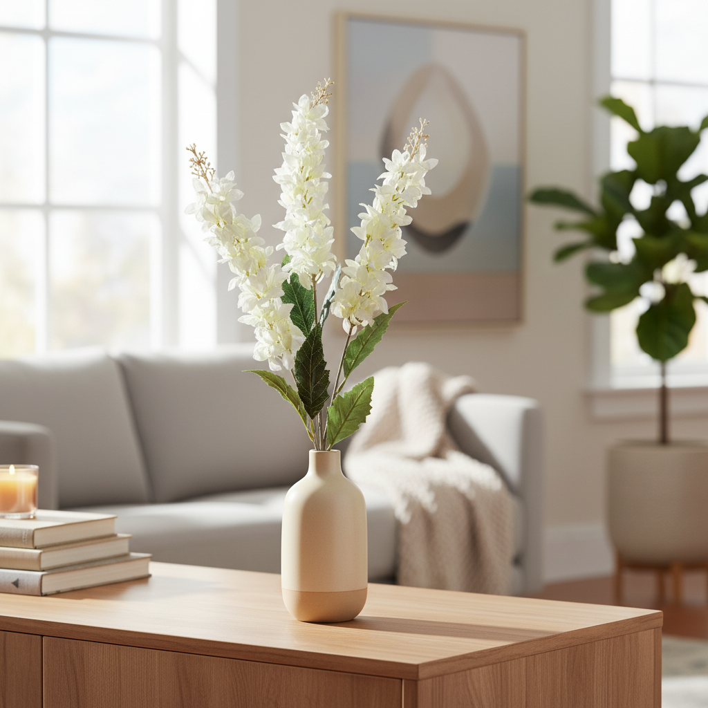 White artificial wisteria, 88 cm, 3 branches photo 4