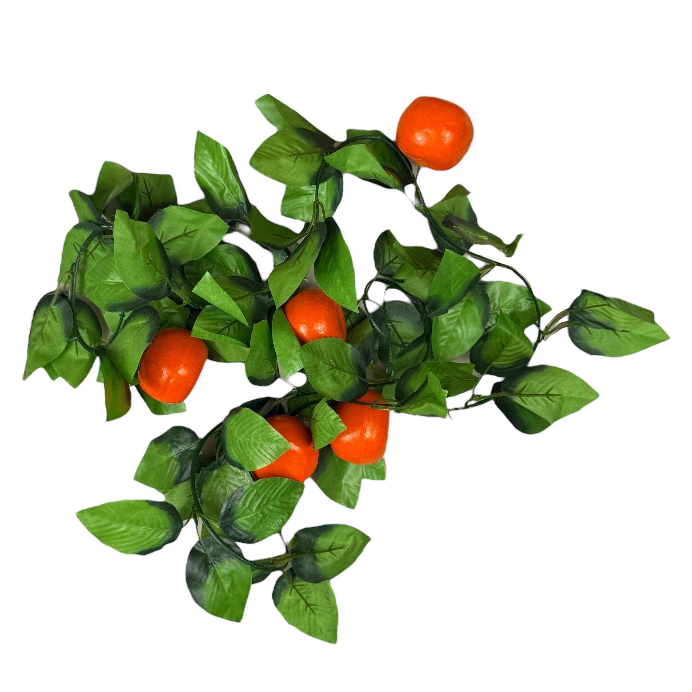 Ghirlandă decorativă artificială cu frunze și mandarine, 2 m